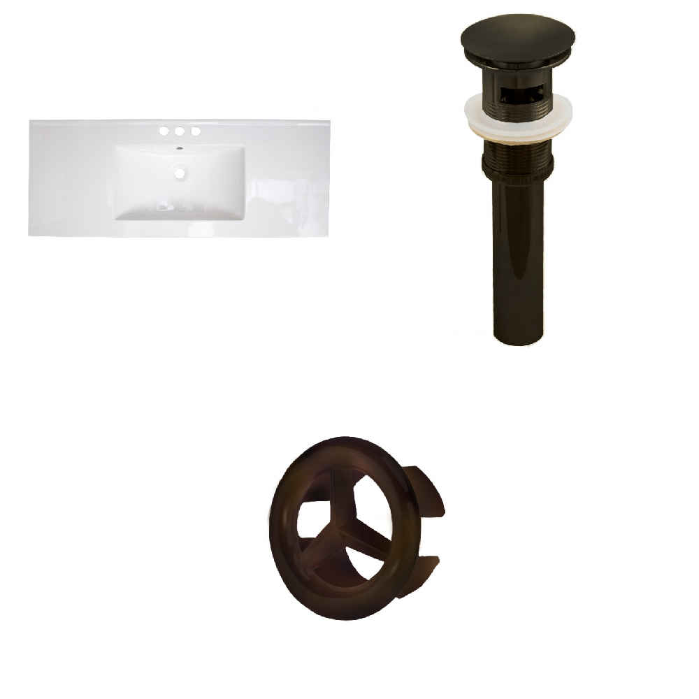 48.75-in. W 3H8-in. Ceramic Top Set In White Color - Overflow Drain Incl.