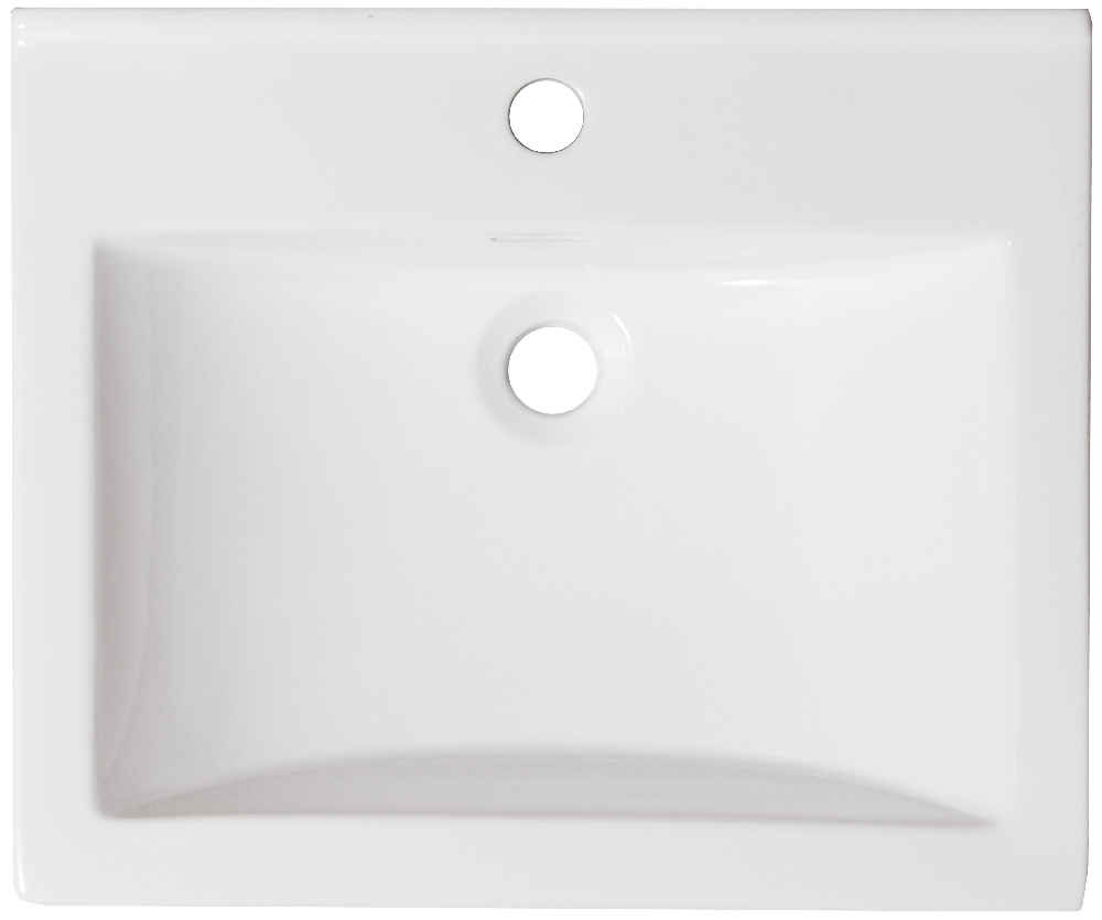 21.5-in. W 1 Hole Ceramic Top Set In White Color - Overflow Drain Incl.