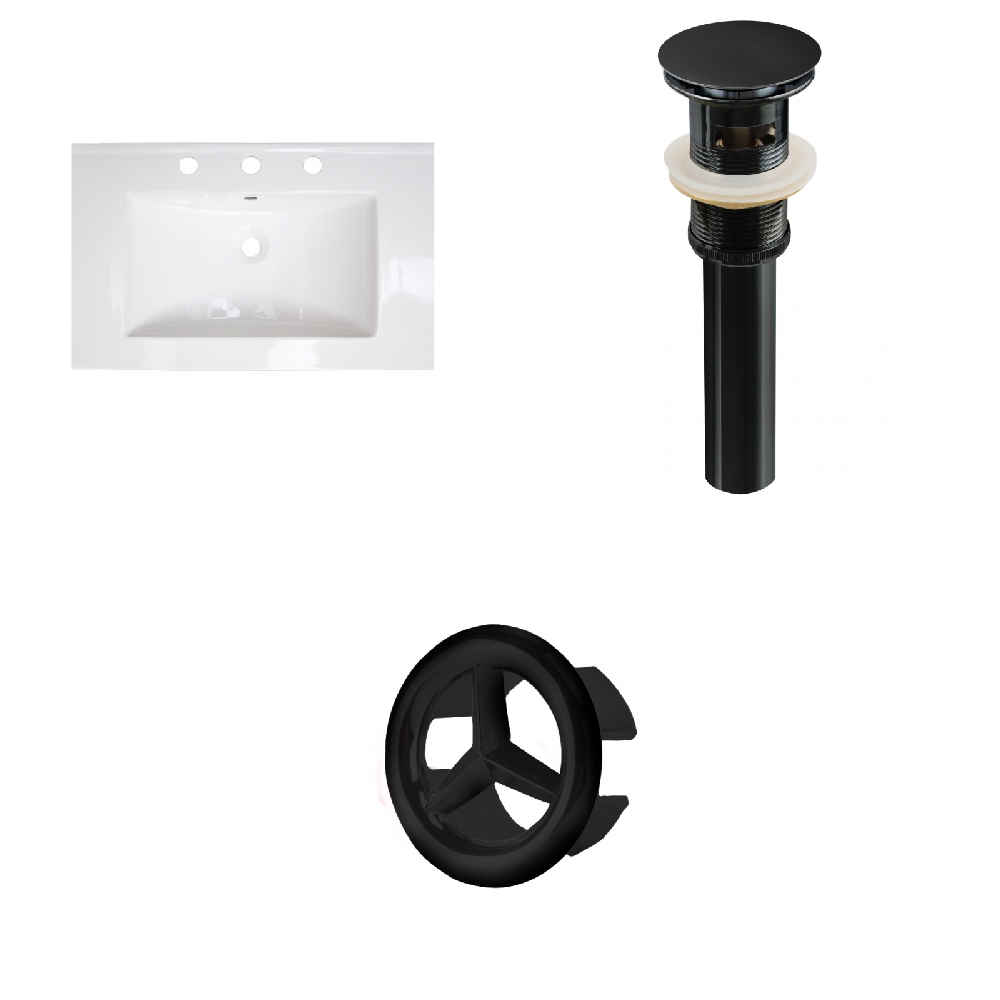 24-in. W 3H8-in. Ceramic Top Set In White Color - Overflow Drain Incl.