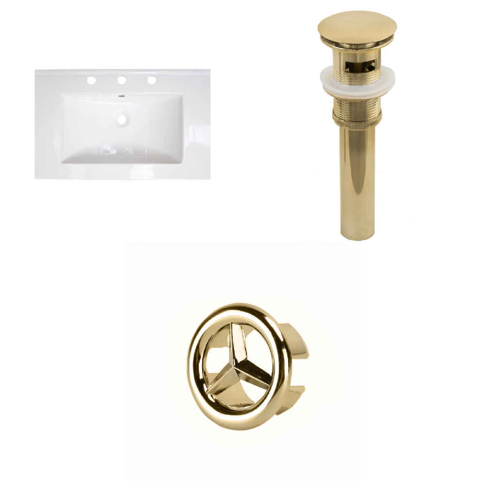 24-in. W 3H8-in. Ceramic Top Set In White Color - Overflow Drain Incl.