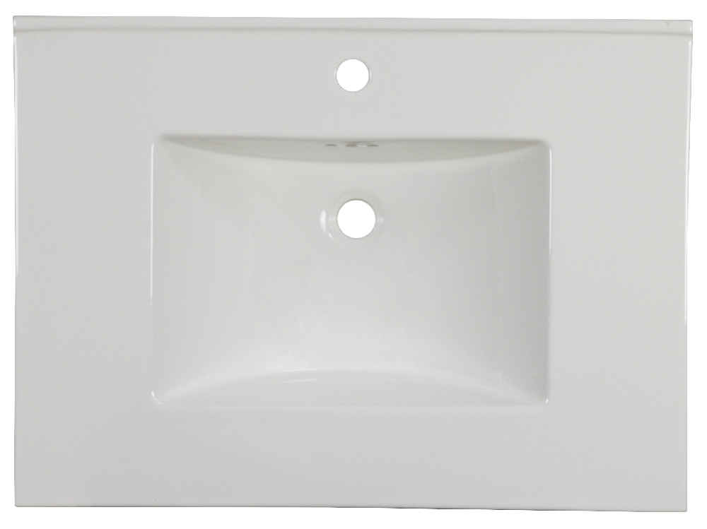 30.75-in. W 1 Hole Ceramic Top Set In White Color - Overflow Drain Incl.