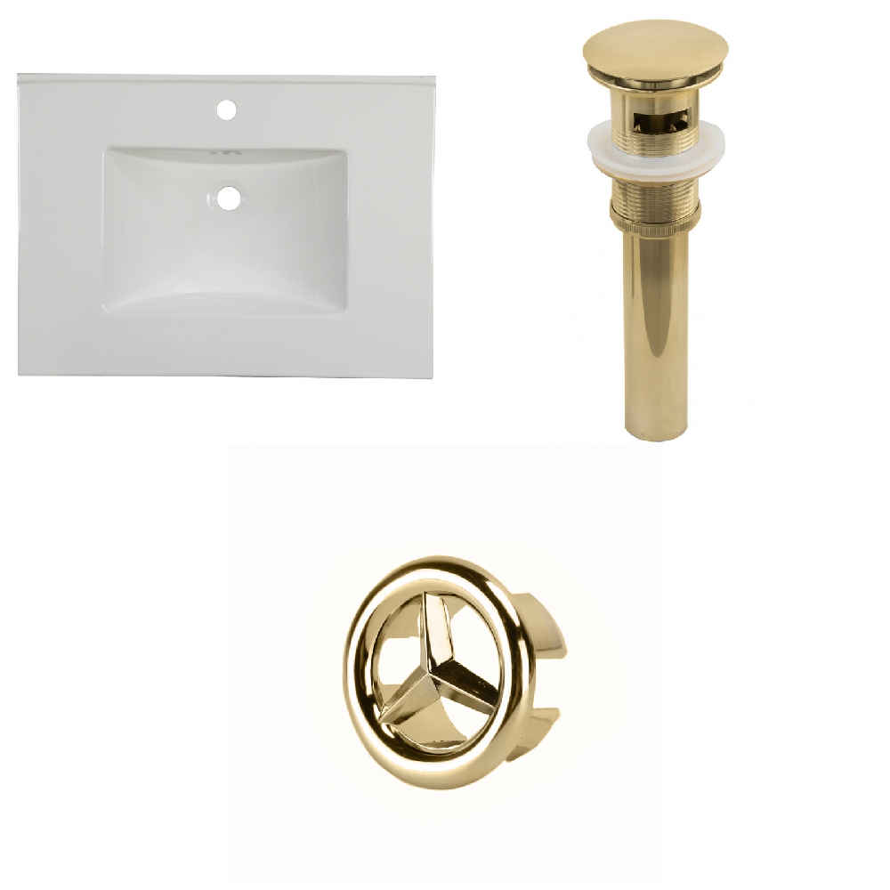 30.75-in. W 1 Hole Ceramic Top Set In White Color - Overflow Drain Incl.