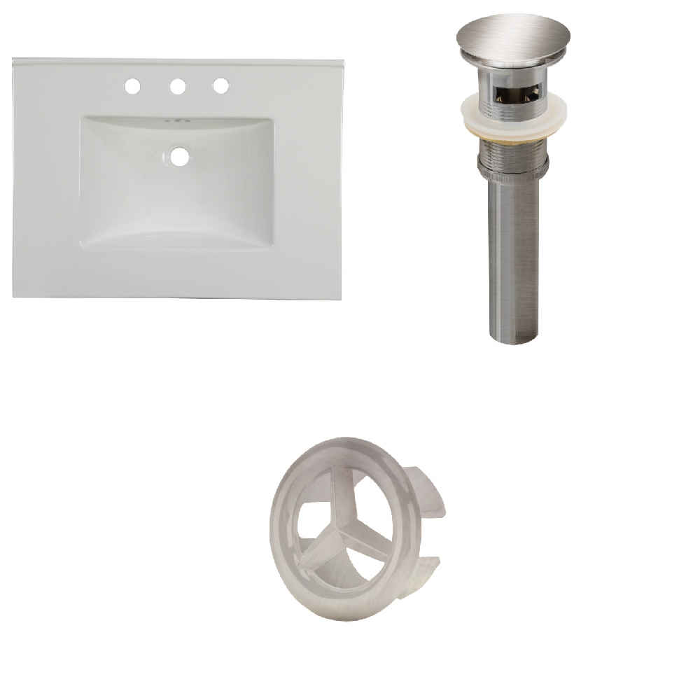 30.75-in. W 3H8-in. Ceramic Top Set In White Color - Overflow Drain Incl.
