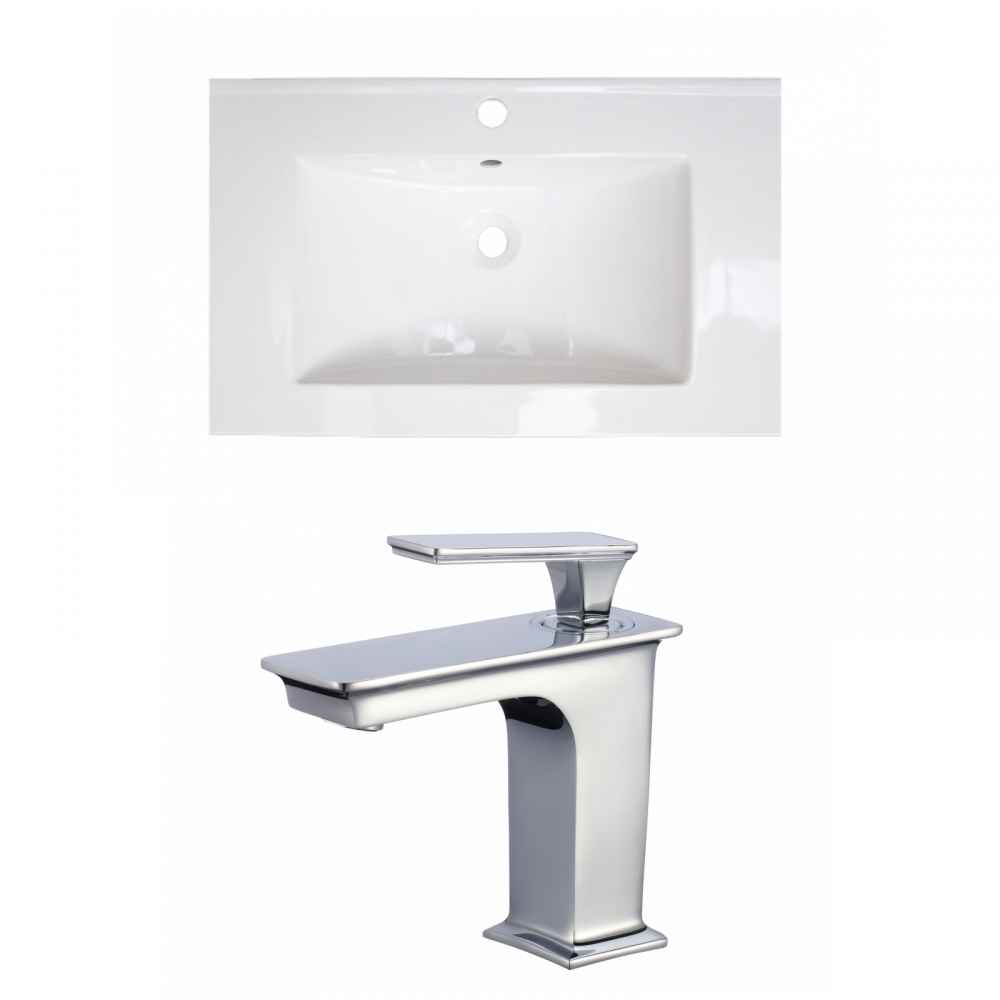 23.75-in. W 1 Hole Ceramic Top Set In White Color