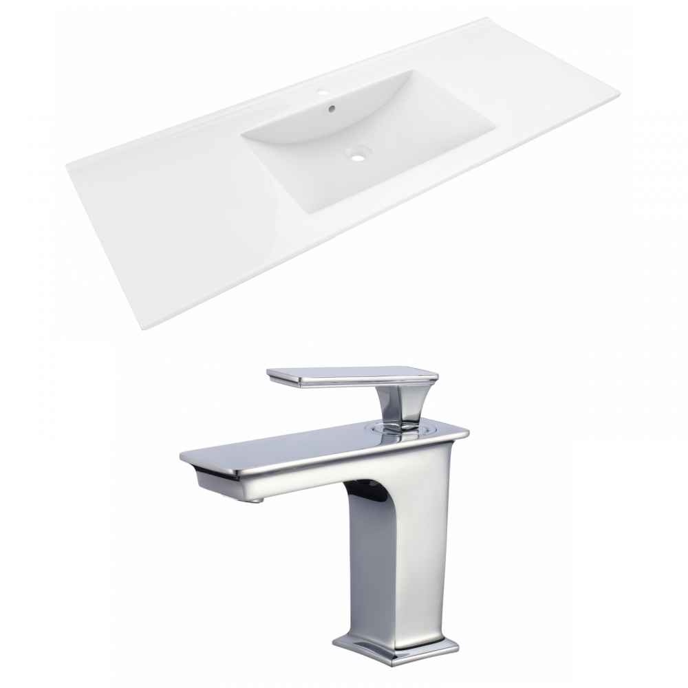 48-in. W 1 Hole Ceramic Top Set In White Color
