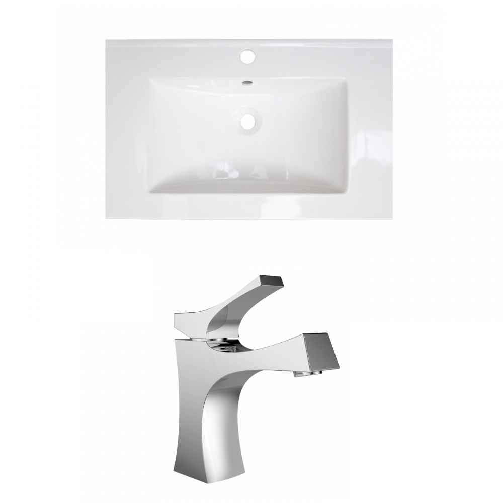 24.25-in. W 1 Hole Ceramic Top Set In White Color