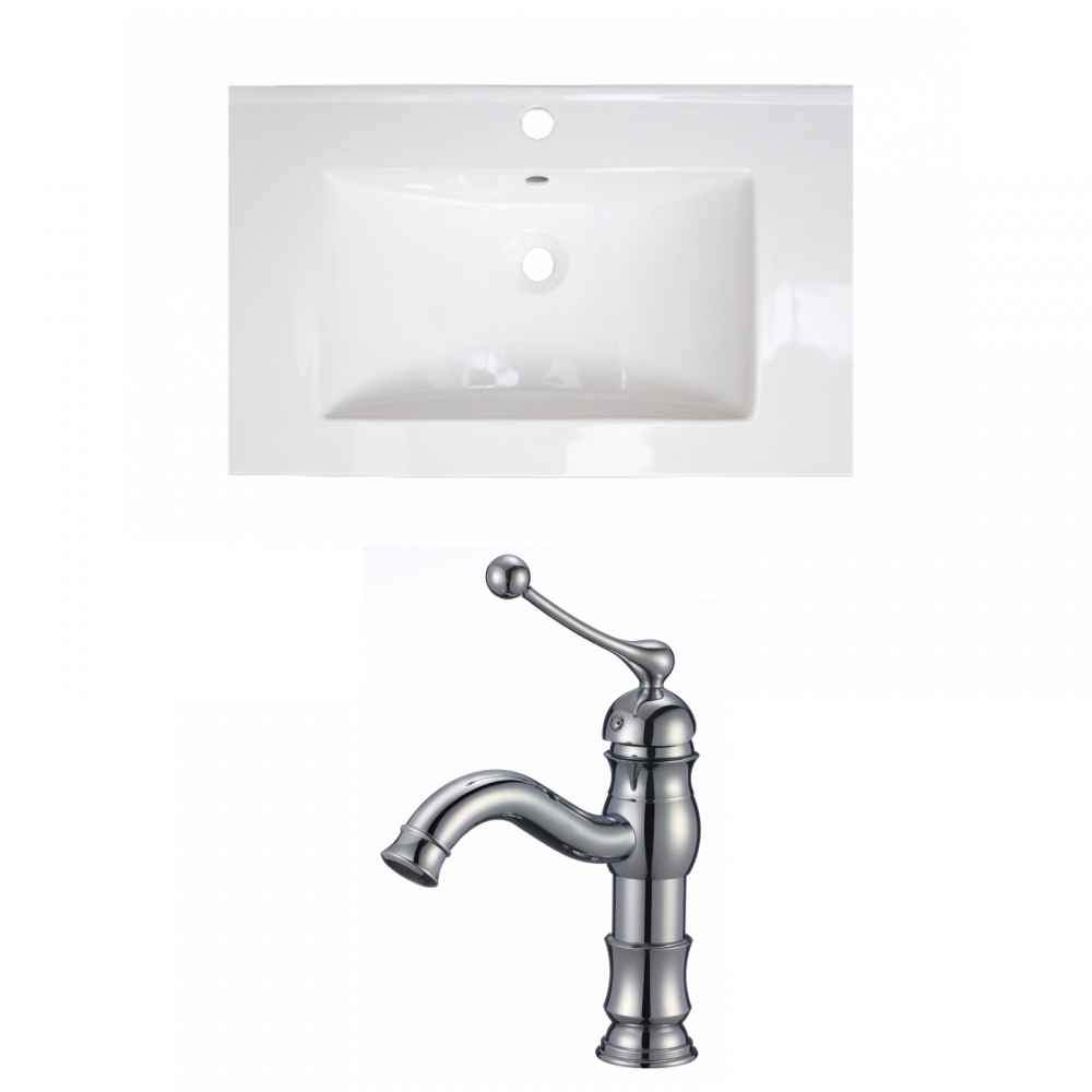 24.25-in. W 1 Hole Ceramic Top Set In White Color