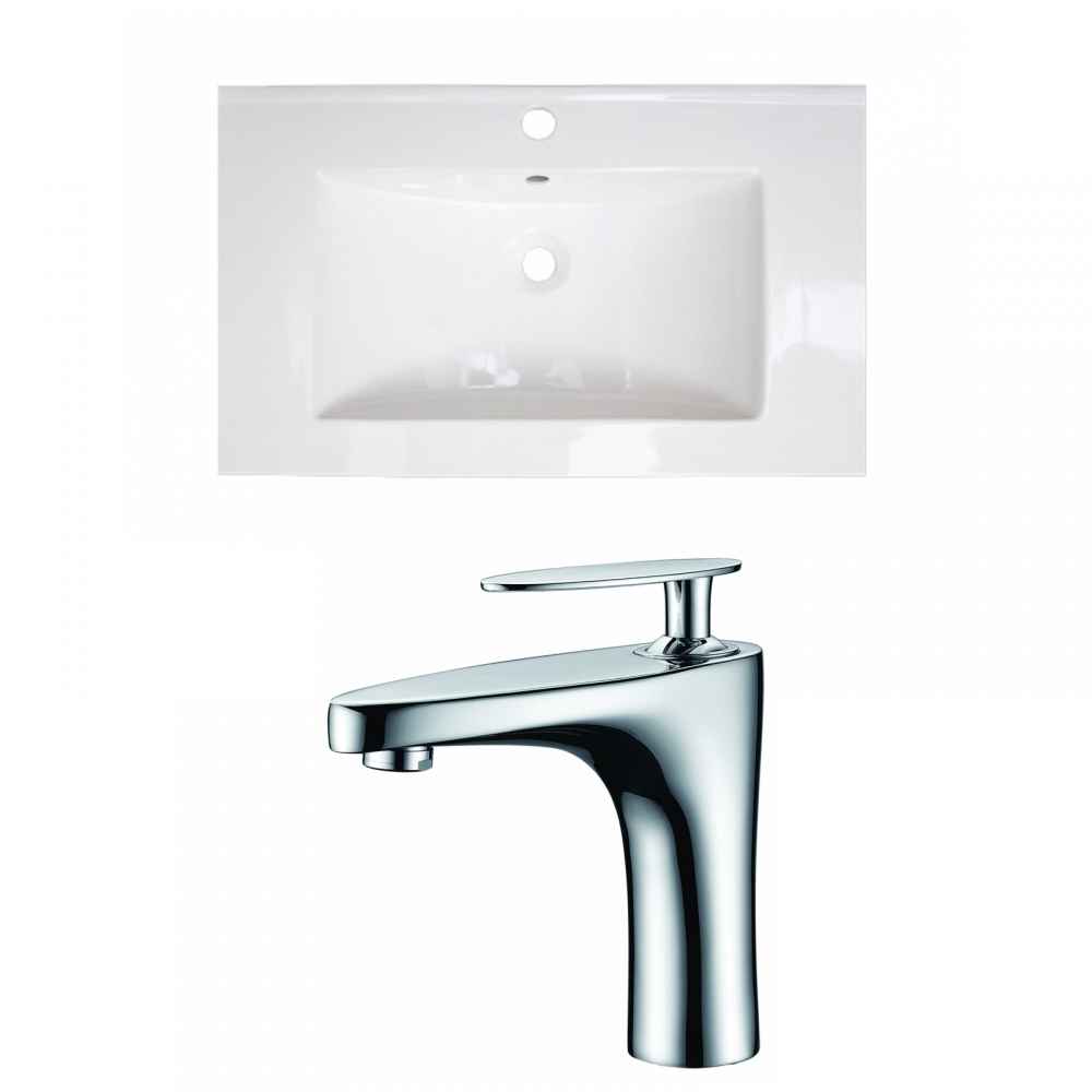 32-in. W 1 Hole Ceramic Top Set In White Color
