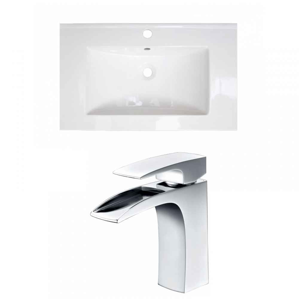 32-in. W 1 Hole Ceramic Top Set In White Color
