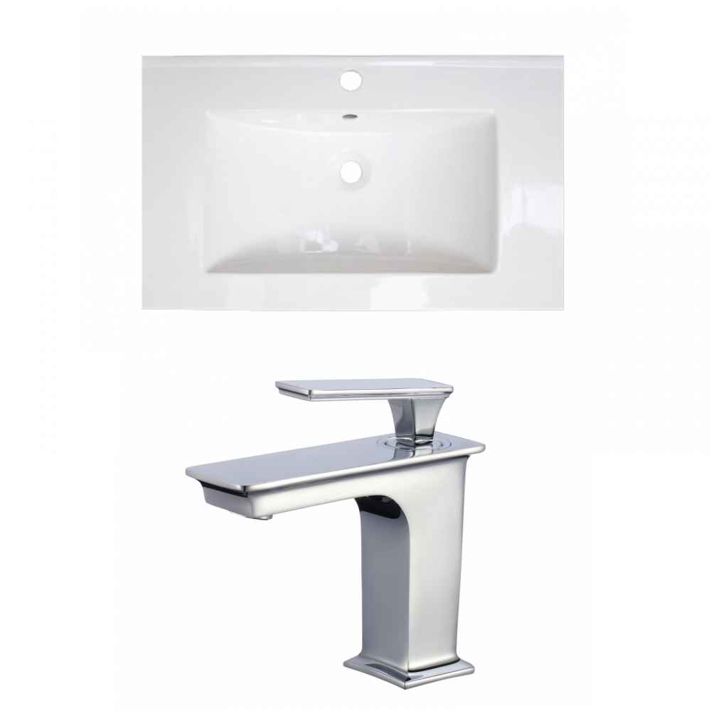 32-in. W 1 Hole Ceramic Top Set In White Color