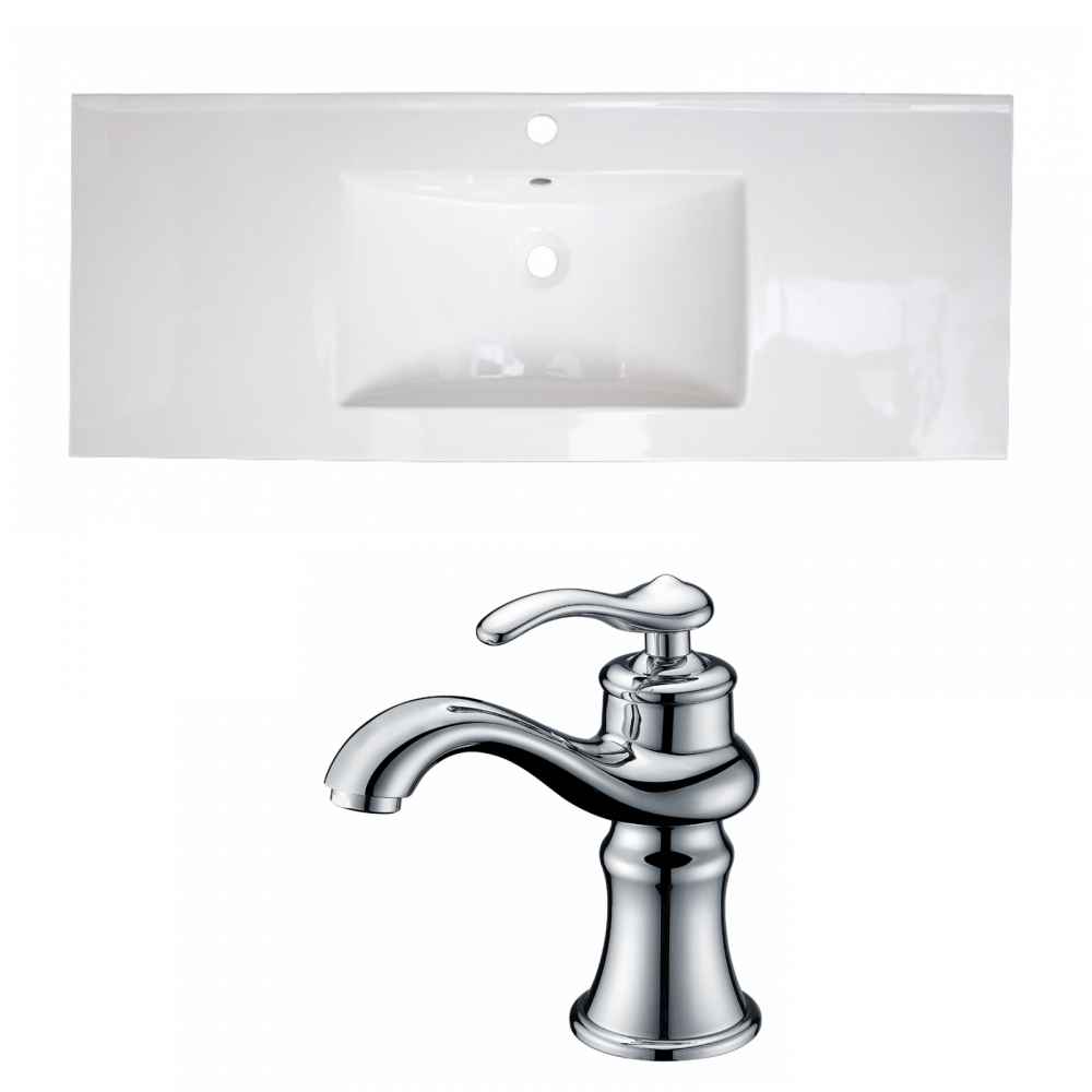 48-in. W 1 Hole Ceramic Top Set In White Color