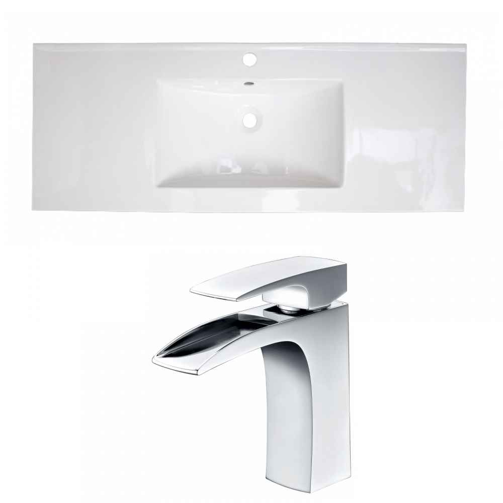 48-in. W 1 Hole Ceramic Top Set In White Color