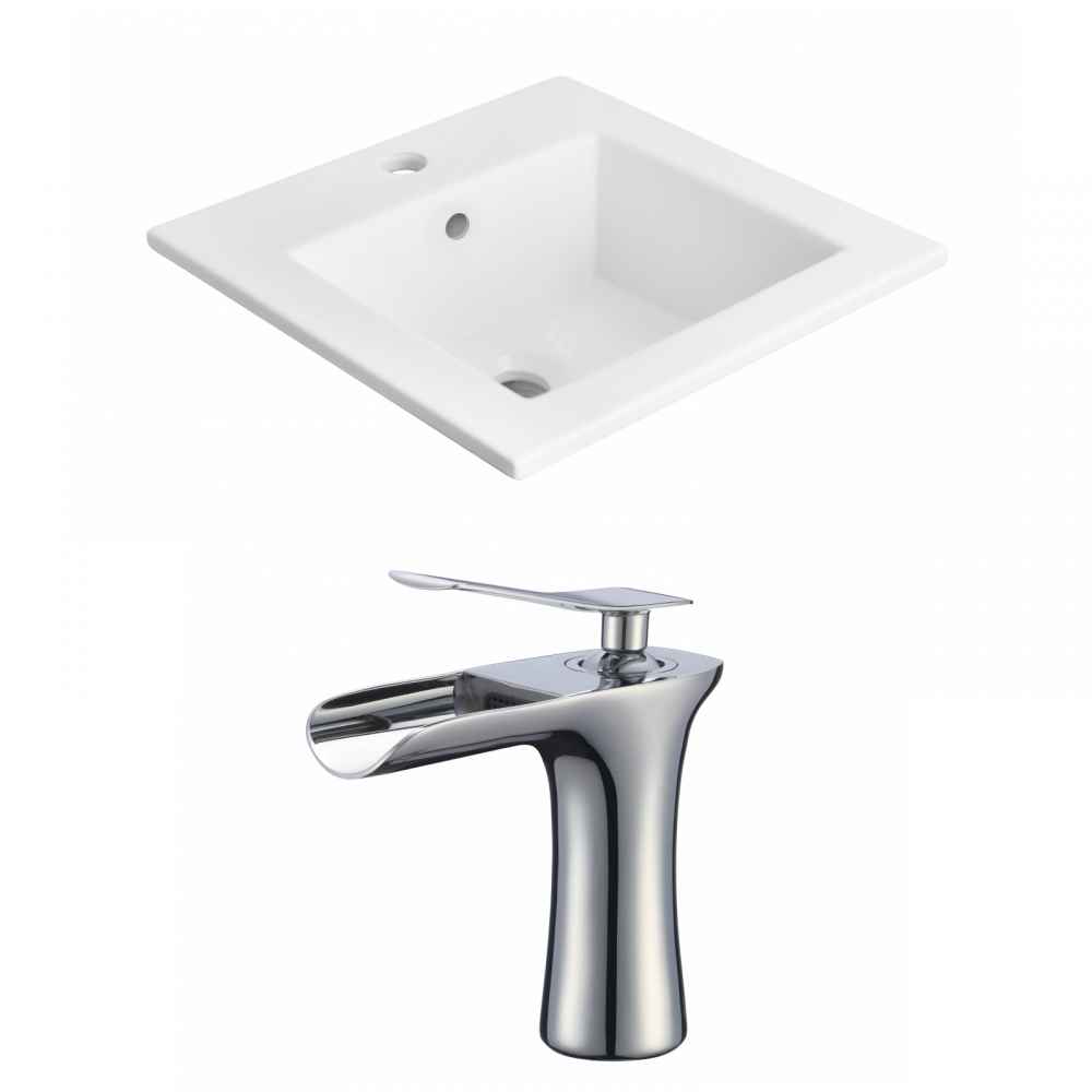 21-in. W 1 Hole Ceramic Top Set In White Color