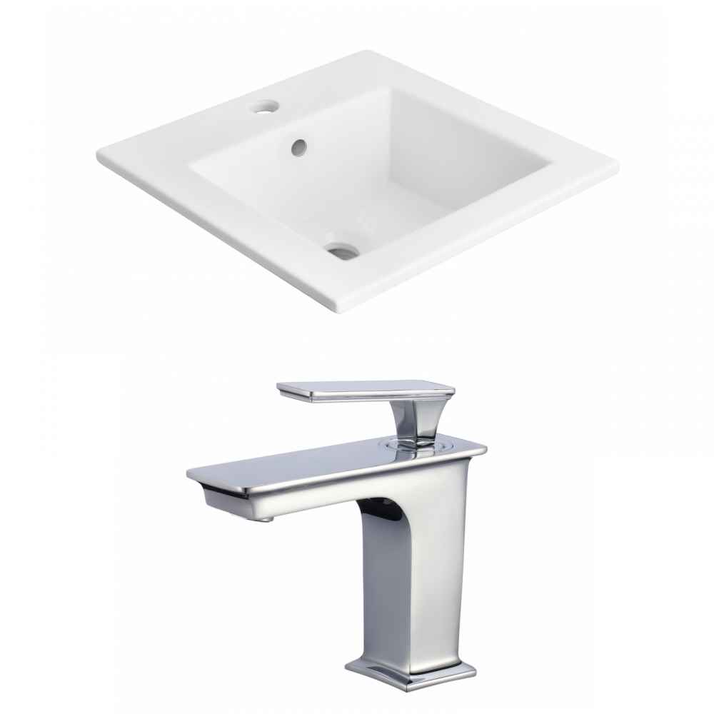 21-in. W 1 Hole Ceramic Top Set In White Color