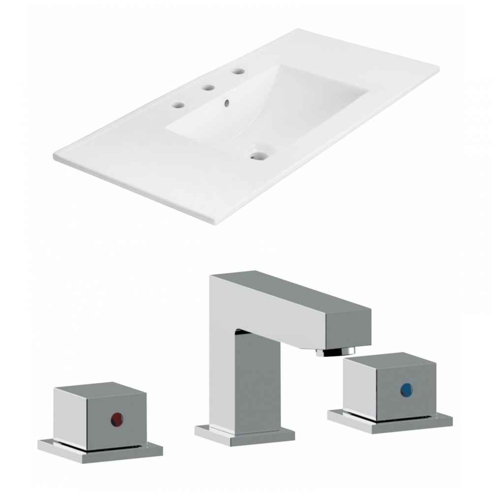 35.5-in. W 3H8-in. Ceramic Top Set In White Color