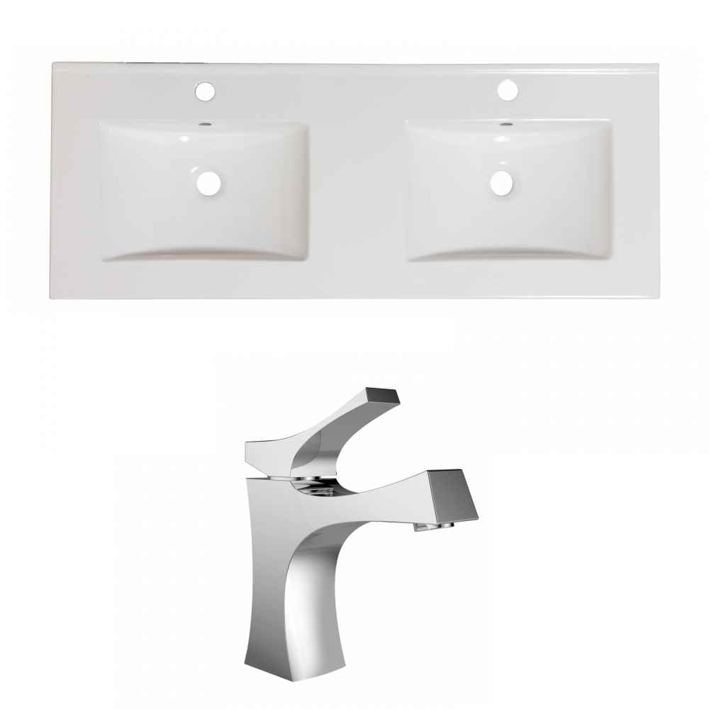 59-in. W 1 Hole Ceramic Top Set In White Color