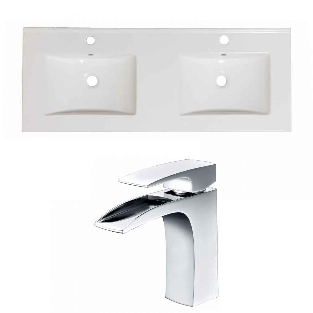 59-in. W 1 Hole Ceramic Top Set In White Color