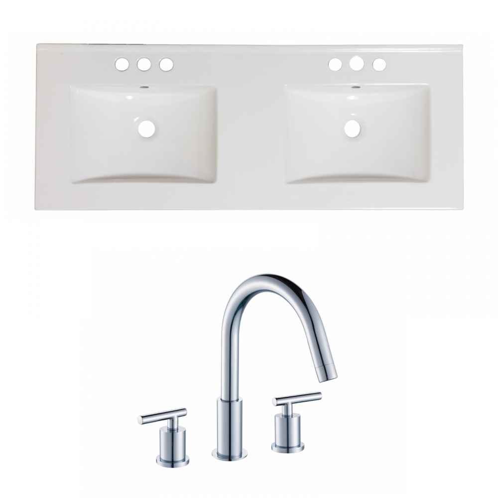 59-in. W 3H8-in. Ceramic Top Set In White Color