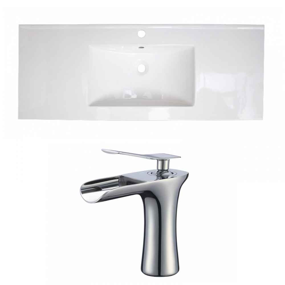 39.75-in. W 1 Hole Ceramic Top Set In White Color