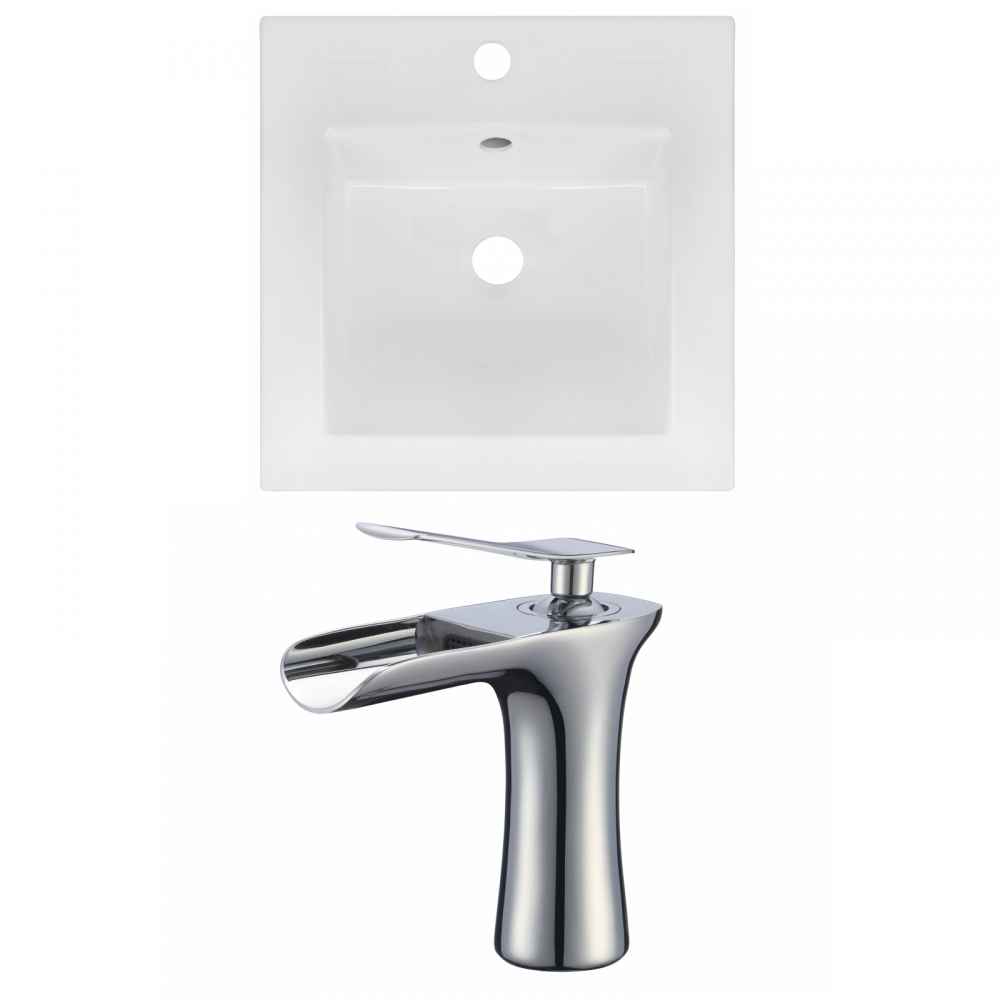 16.5-in. W 1 Hole Ceramic Top Set In White Color