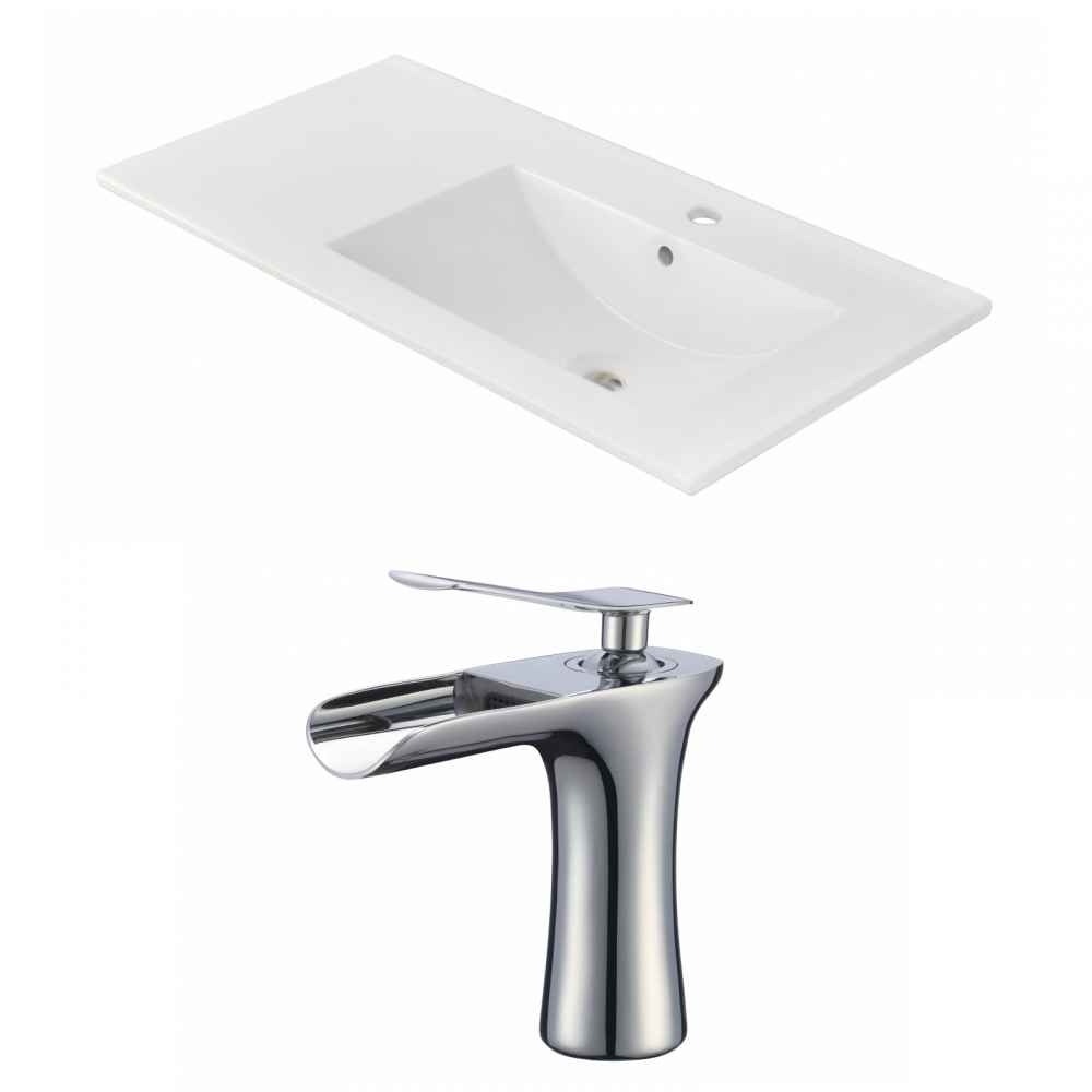 35.5-in. W 1 Hole Ceramic Top Set In White Color