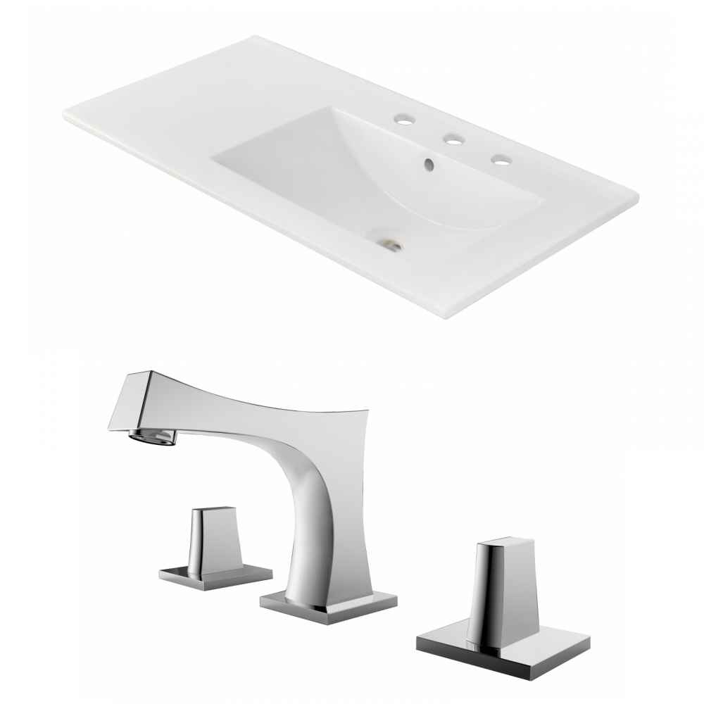 35.5-in. W 3H8-in. Ceramic Top Set In White Color