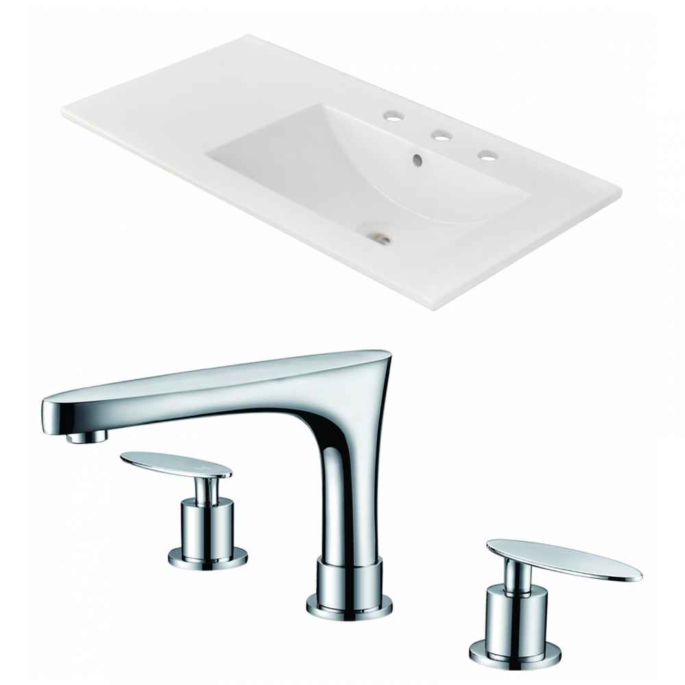 35.5-in. W 3H8-in. Ceramic Top Set In White Color