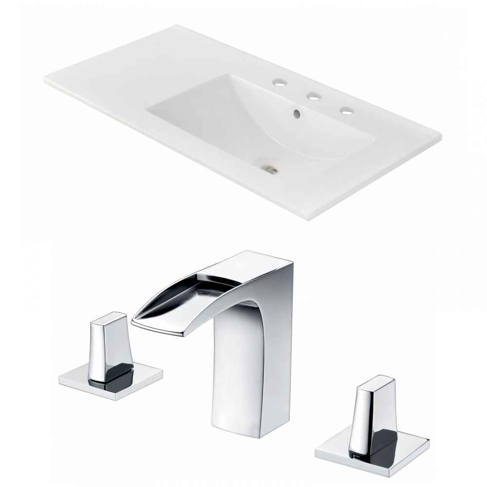 35.5-in. W 3H8-in. Ceramic Top Set In White Color