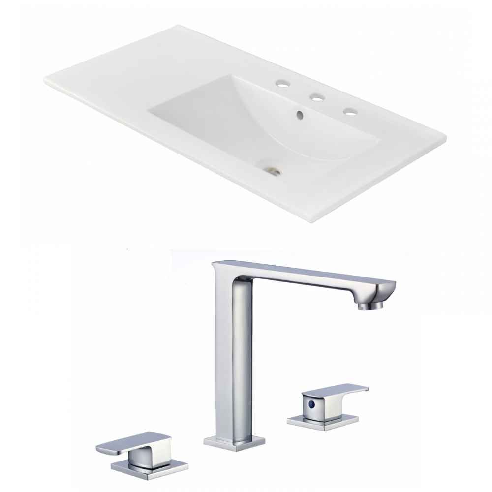 35.5-in. W 3H8-in. Ceramic Top Set In White Color