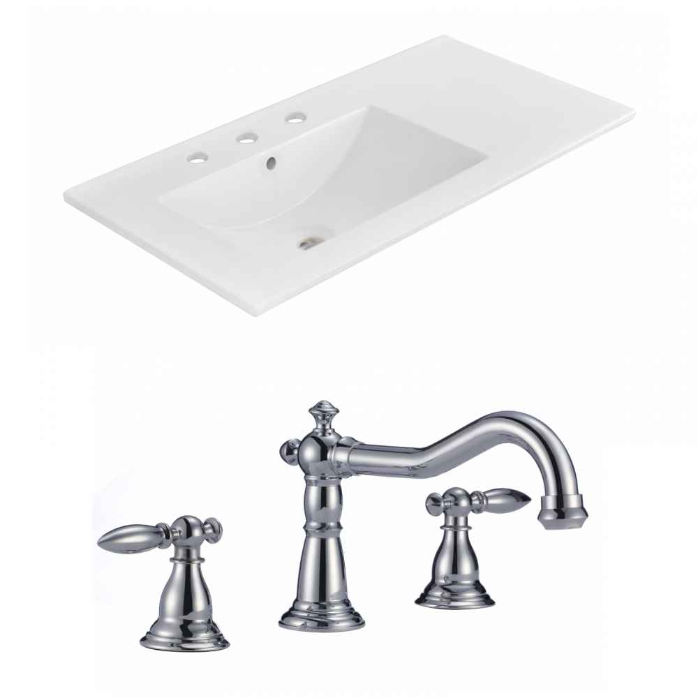 35.5-in. W 3H8-in. Ceramic Top Set In White Color