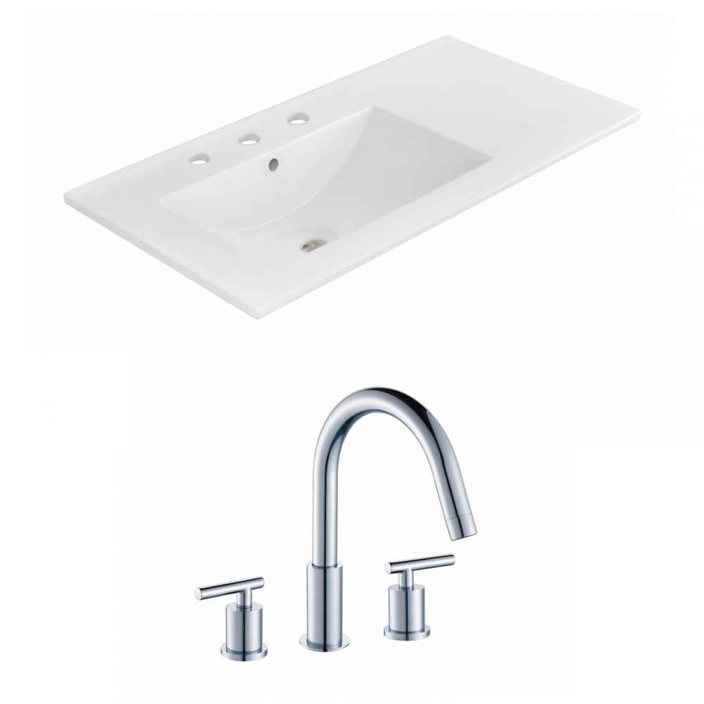 35.5-in. W 3H8-in. Ceramic Top Set In White Color