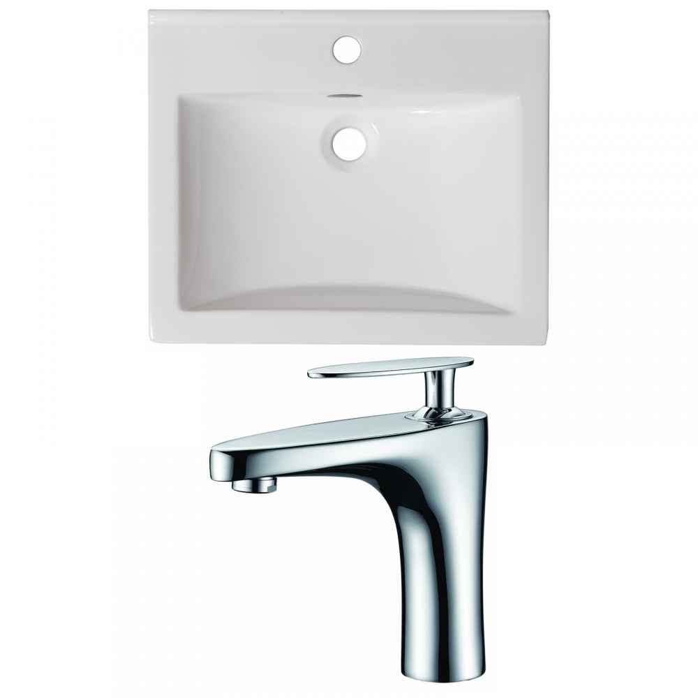 21-in. W 1 Hole Ceramic Top Set In White Color