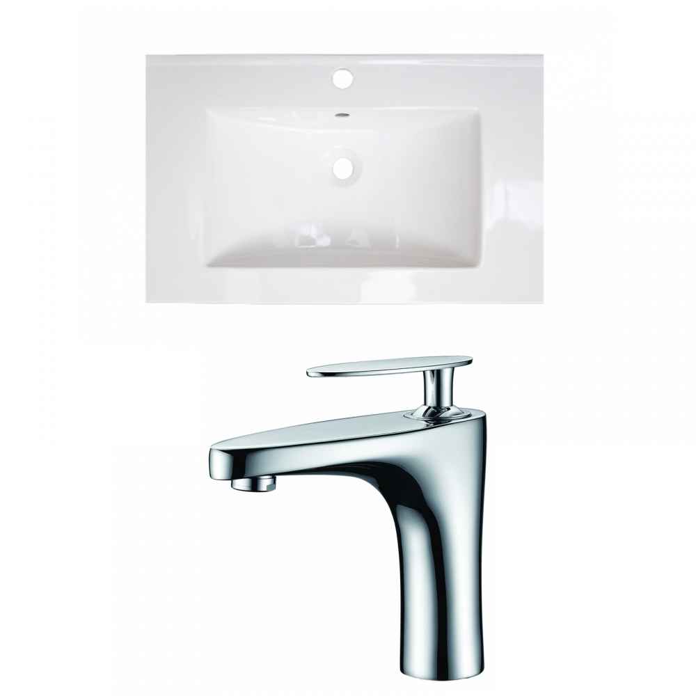 25-in. W 1 Hole Ceramic Top Set In White Color