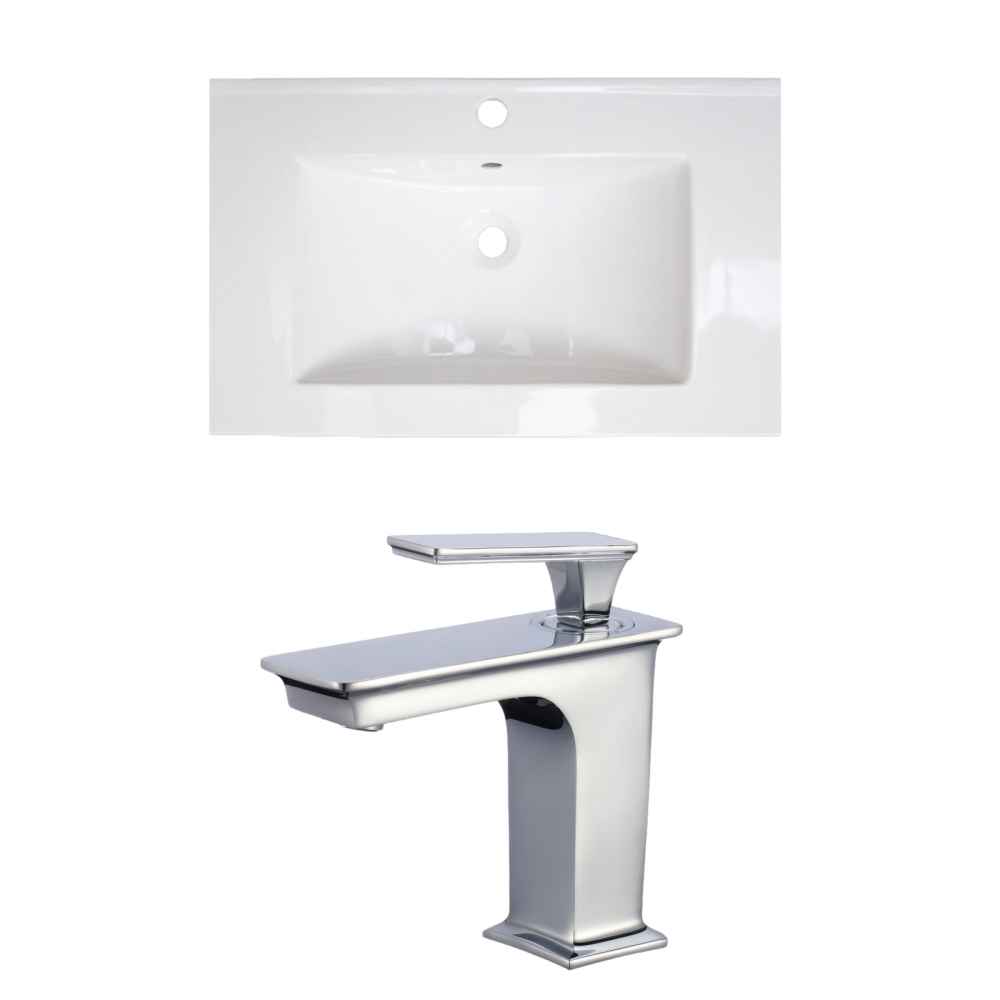 25-in. W 1 Hole Ceramic Top Set In White Color