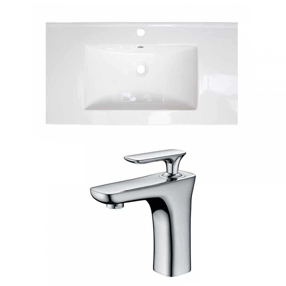 36.75-in. W 1 Hole Ceramic Top Set In White Color