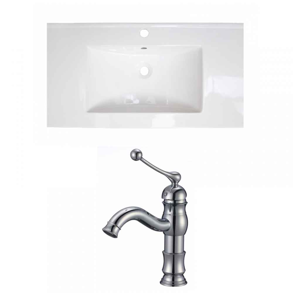 36.75-in. W 1 Hole Ceramic Top Set In White Color