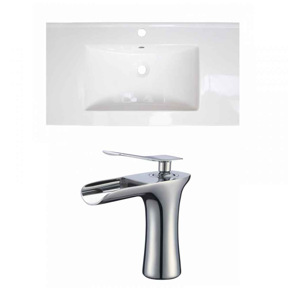 36.75-in. W 1 Hole Ceramic Top Set In White Color