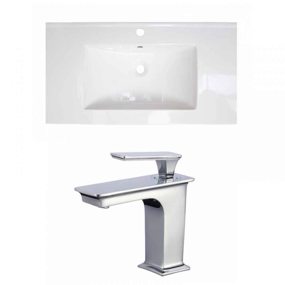 36.75-in. W 1 Hole Ceramic Top Set In White Color