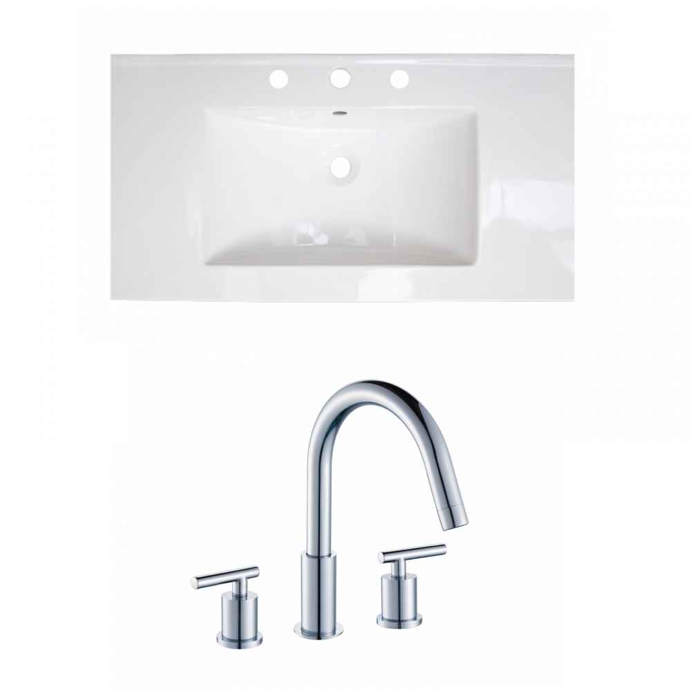 36.75-in. W 3H8-in. Ceramic Top Set In White Color