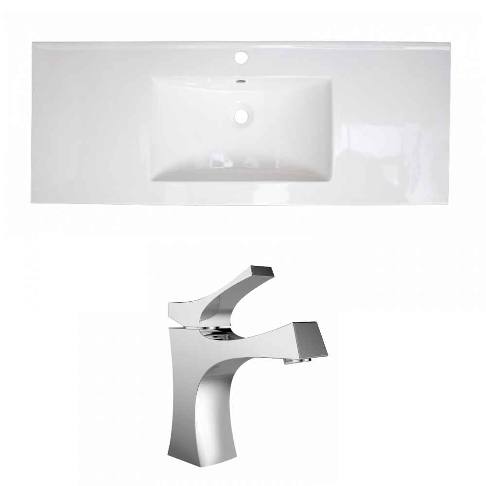 48.75-in. W 1 Hole Ceramic Top Set In White Color