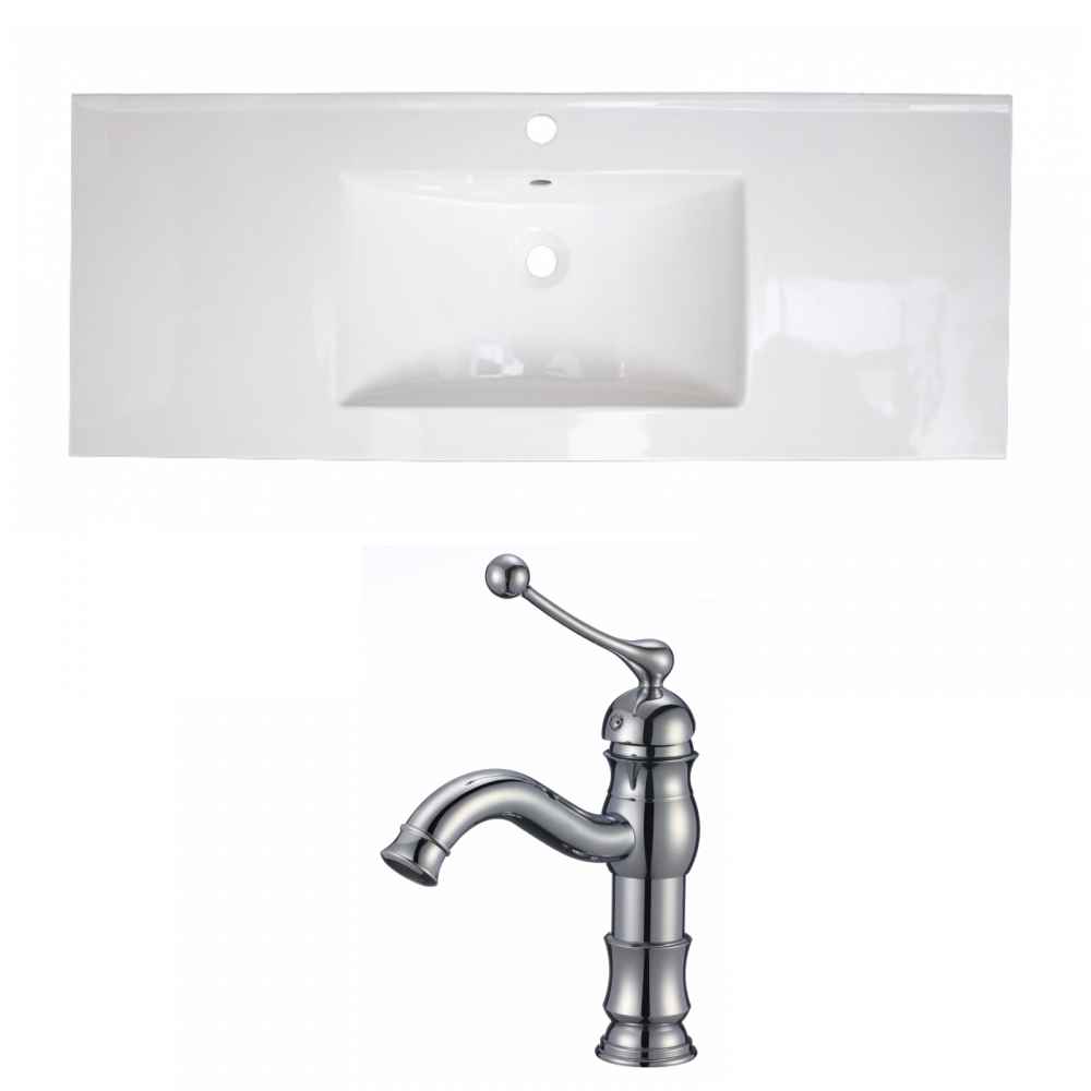 48.75-in. W 1 Hole Ceramic Top Set In White Color