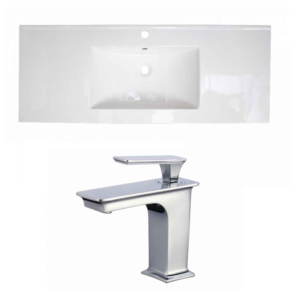 48.75-in. W 1 Hole Ceramic Top Set In White Color