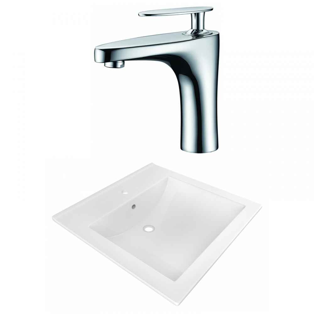 21.5-in. W 1 Hole Ceramic Top Set In White Color