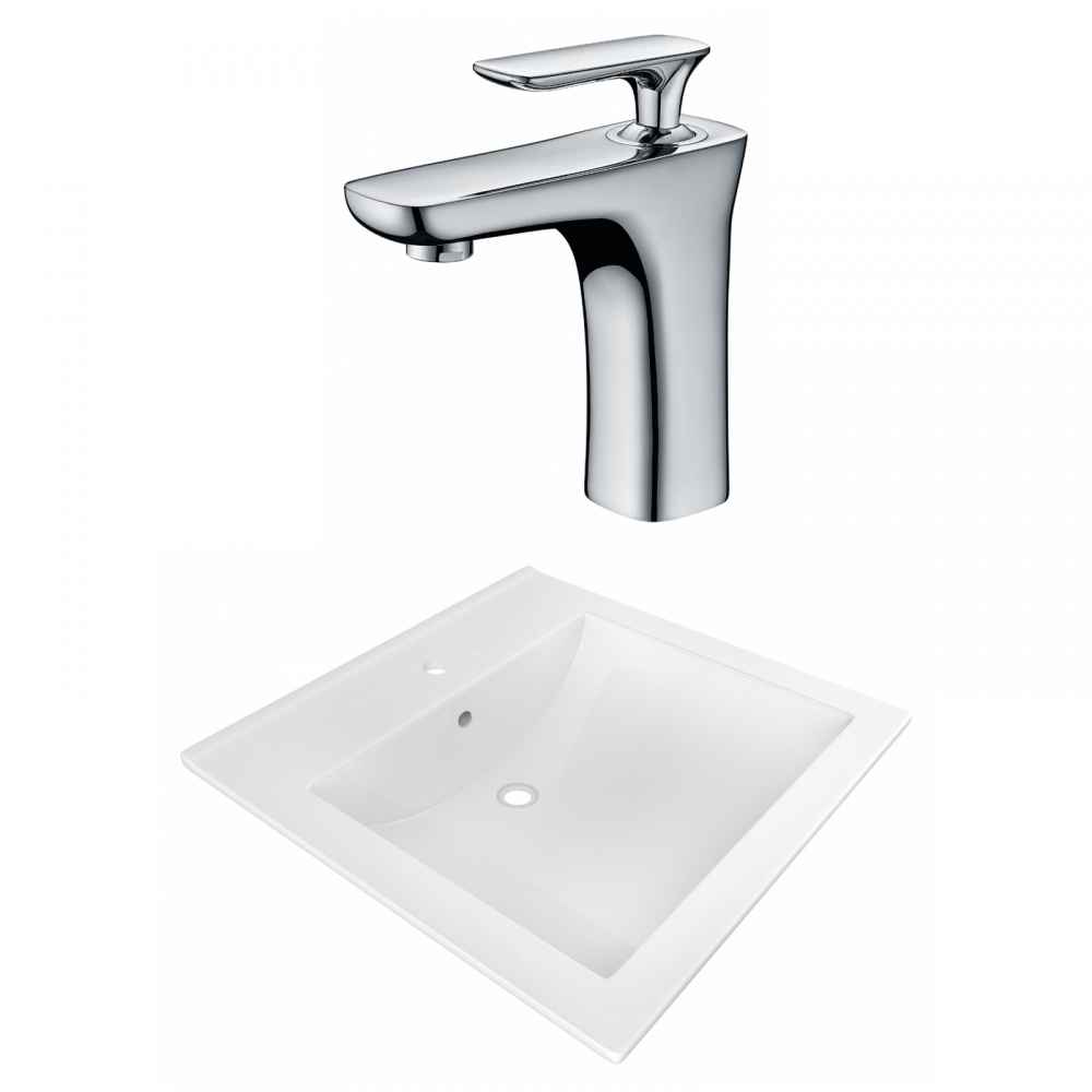 21.5-in. W 1 Hole Ceramic Top Set In White Color
