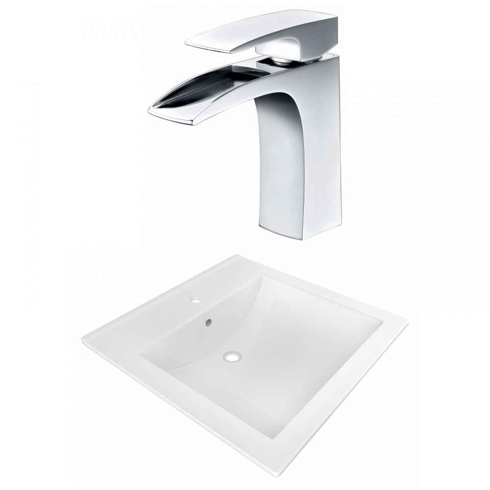 21.5-in. W 1 Hole Ceramic Top Set In White Color