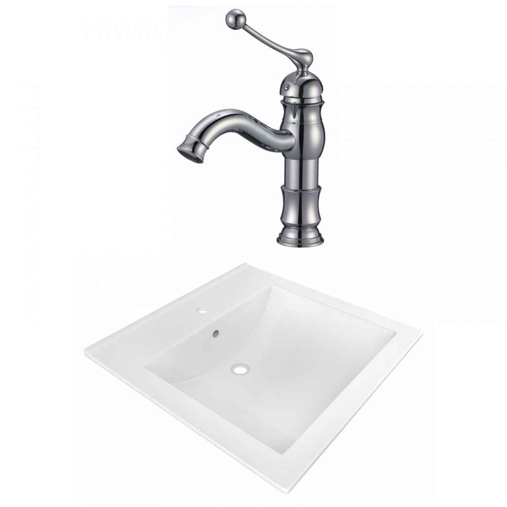 21.5-in. W 1 Hole Ceramic Top Set In White Color