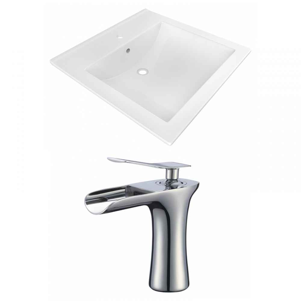 21.5-in. W 1 Hole Ceramic Top Set In White Color
