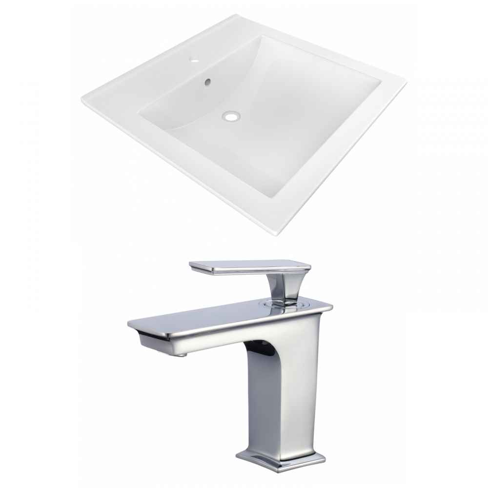 21.5-in. W 1 Hole Ceramic Top Set In White Color