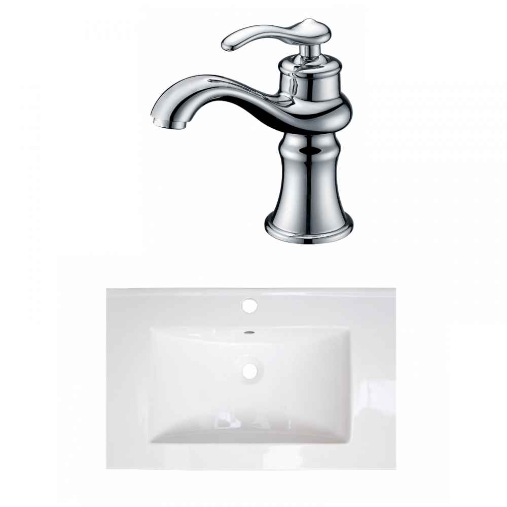 24-in. W 1 Hole Ceramic Top Set In White Color