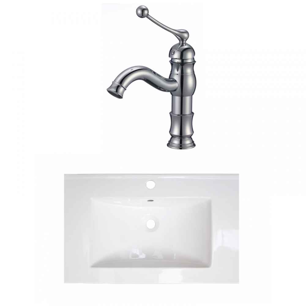 24-in. W 1 Hole Ceramic Top Set In White Color